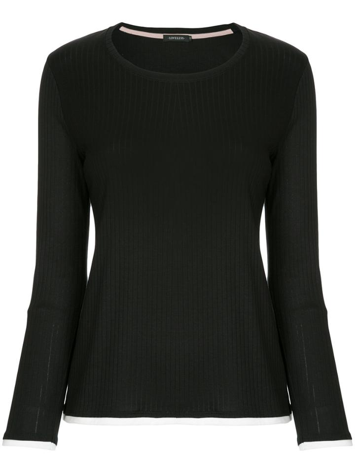 Loveless Ribbed Long Sleeve T-shirt - Black