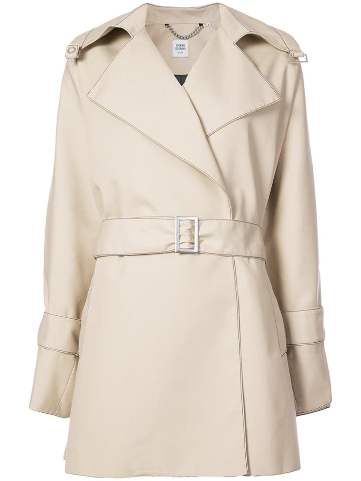 Opening Ceremony Bonded Poplin Trench - Brown
