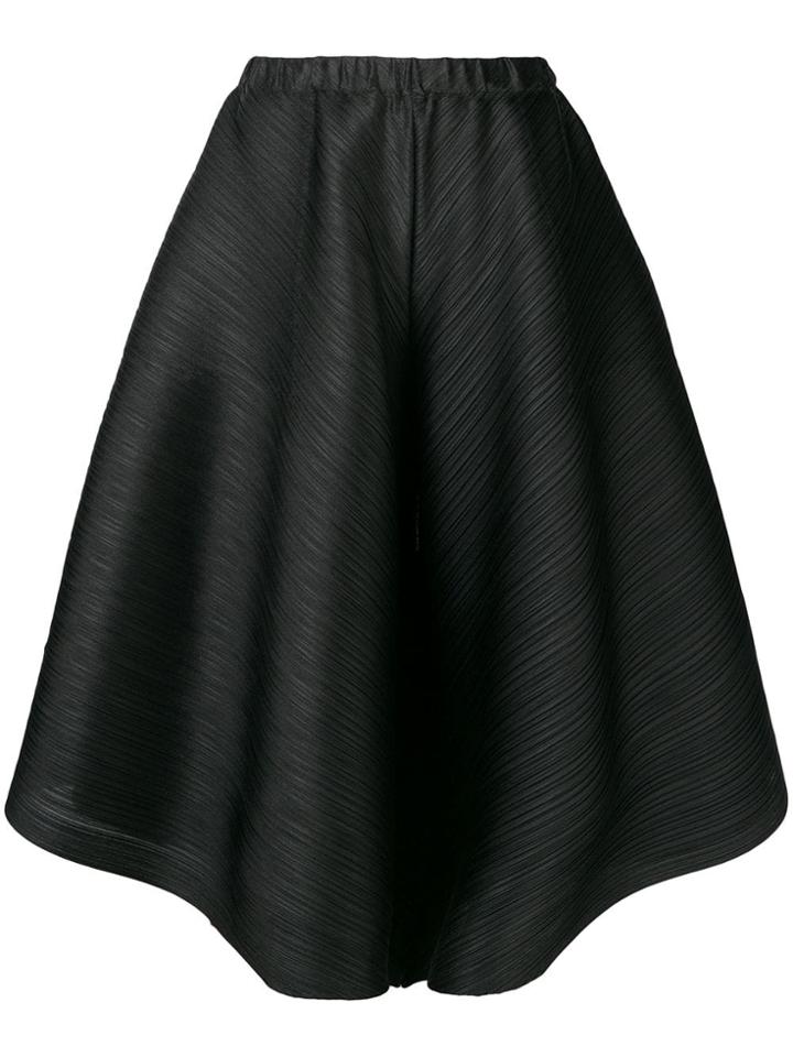 Pleats Please By Issey Miyake Wide Cropped Drape Trousers - Black