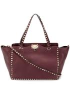 Valentino Wide Studded Tote - Red
