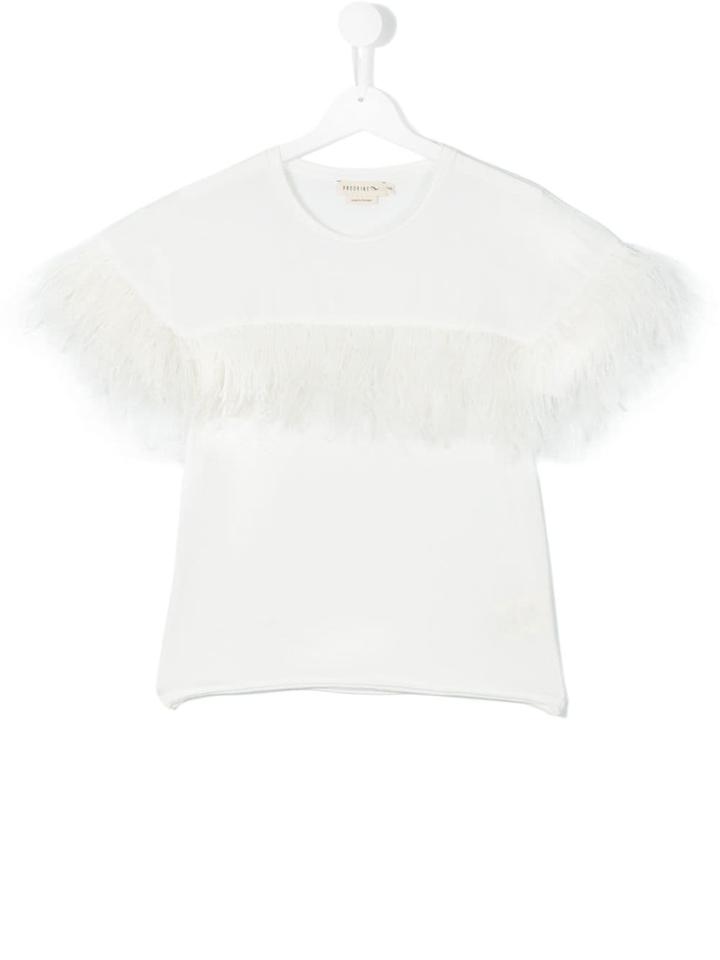 Andorine Feather Embellished T-shirt - White