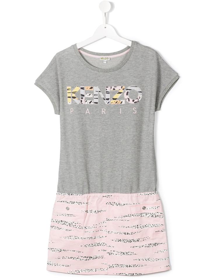 Kenzo Kids Logo Print Dress, Girl's, Size: 16 Yrs, Grey