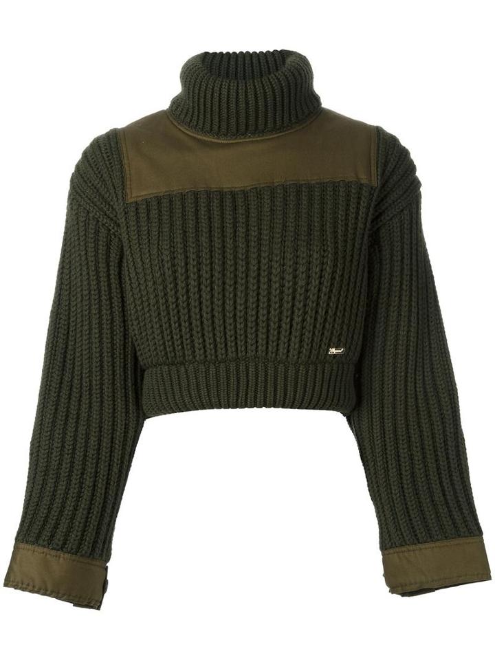 Dsquared2 Cropped Rib Effect Jumper, Women's, Size: Xs, Green, Virgin Wool