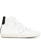 Philippe Model Logo Patch Hi-top Sneakers, Men's, Size: 45, White, Leather/rubber