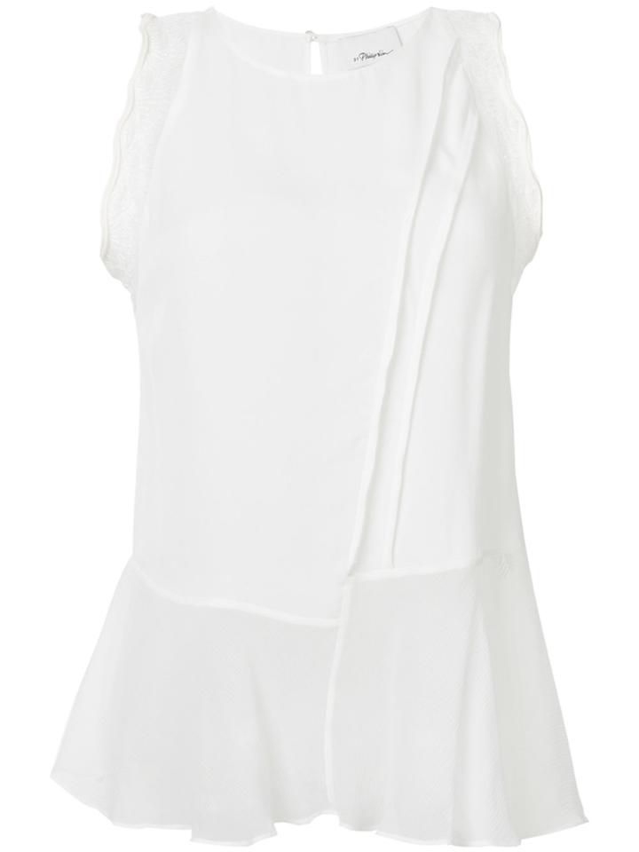 3.1 Phillip Lim Sheer Asymmetric Hem Blouse - White