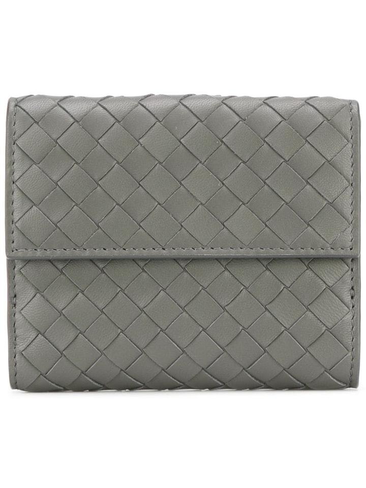 Bottega Veneta New Light Gray Intrecciato Nappa Mini Wallet - Grey