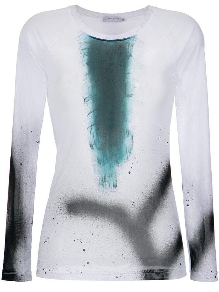 Mara Mac Printed Long Sleeves Blouse - White