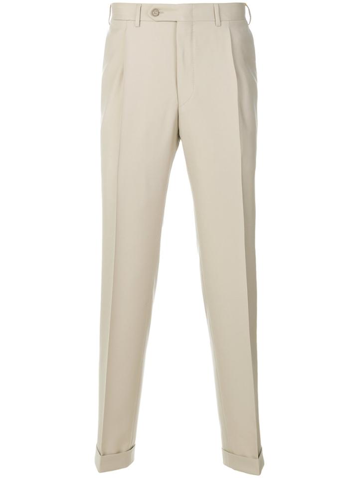 Canali Tapered Tailored Trousers - Nude & Neutrals
