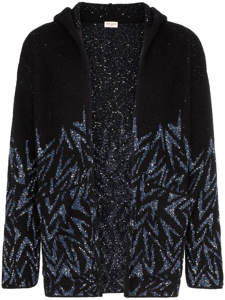 Saint Laurent Baja Boomerang Jacquard Diamante Embellished Wool Mohair