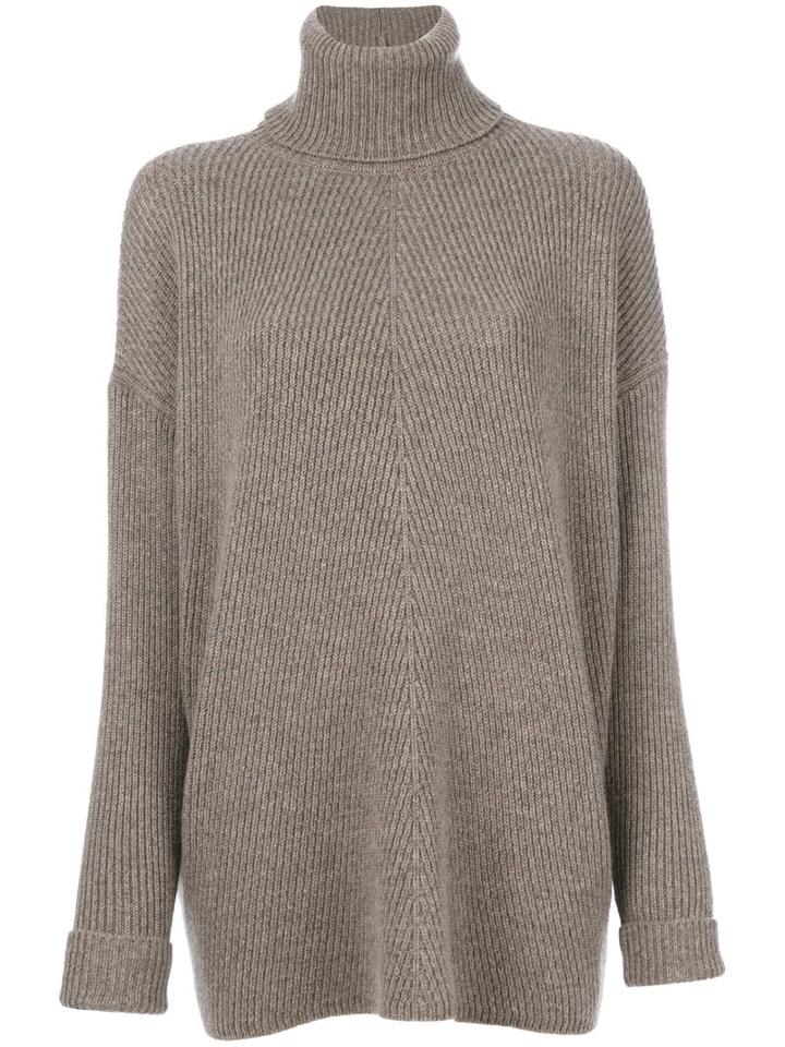 Agnona - Roll Neck Jumper - Women - Cashmere - M, Brown, Cashmere