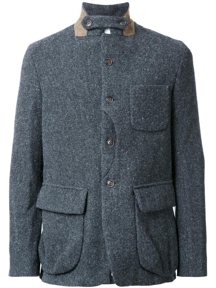Uma Wang Patch Pocket Coat, Men's, Size: Large, Grey, Wool