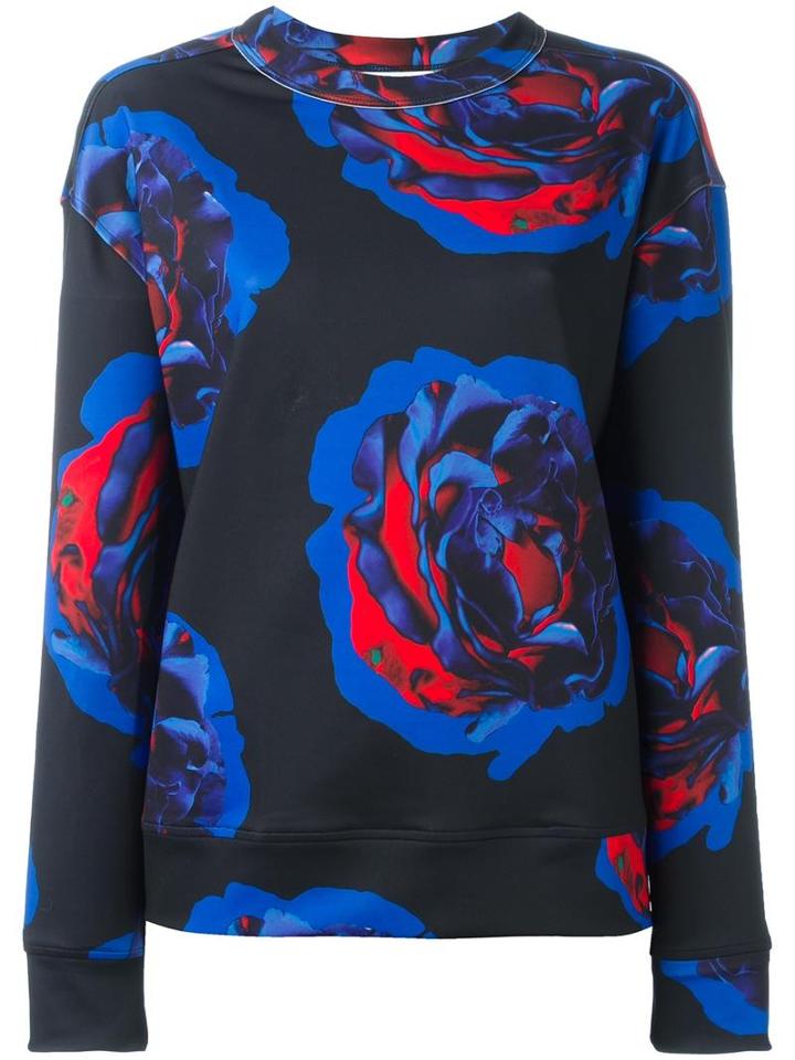 Dkny Rose Print Sweatshirt, Women's, Size: Medium, Black, Polyester/spandex/elastane