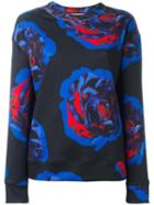Dkny Rose Print Sweatshirt, Women's, Size: Medium, Black, Polyester/spandex/elastane