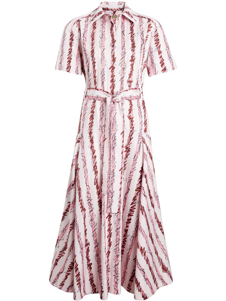 Burberry Scribble Stripe Cotton Shirt Dress - Pink & Purple