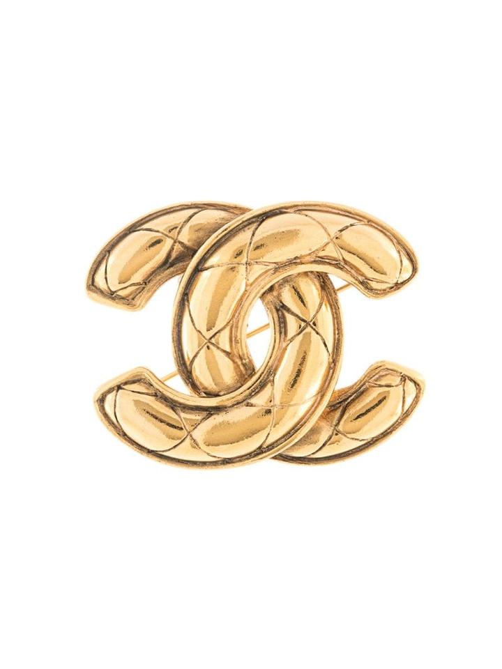 Chanel Pre-owned Cc Logos Brooch Pin - Gold
