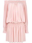 Norma Kamali Off-shoulder Flared Mini Dress - Pink & Purple