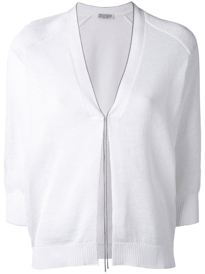 Brunello Cucinelli - Open Cardigan - Women - Cotton - L, White, Cotton