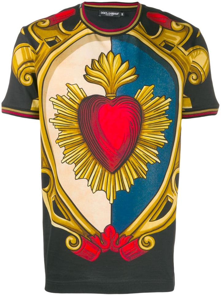 Dolce & Gabbana Embroidered T-shirt With Logo Tape - Black