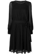 Luisa Cerano Sheer Blouse Ruffled Dress - Black
