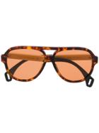 Gucci Eyewear Tortoiseshell Aviator Sunglasses - 006 Brown