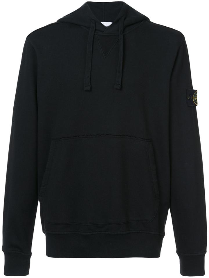 Stone Island Logo Plaque Hoodie - Black