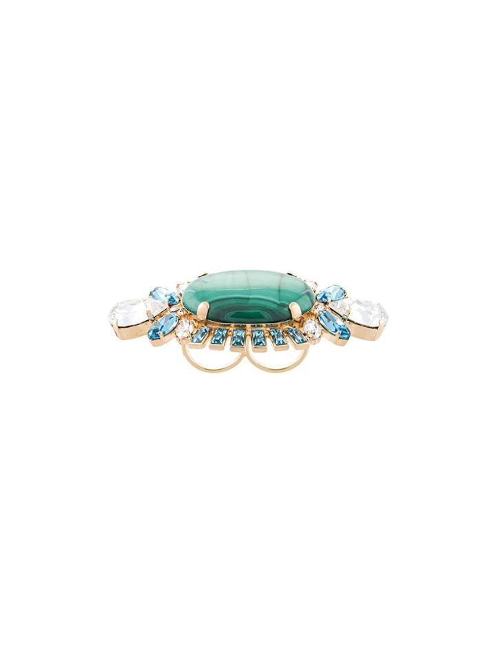 Dolce & Gabbana Crystal Embellished Double Ring - Green