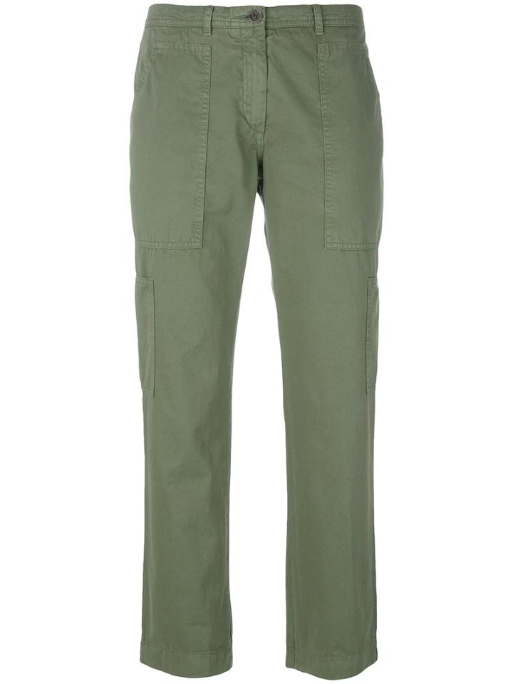 Aspesi - Cropped Trousers - Women - Cotton - 44, Green, Cotton
