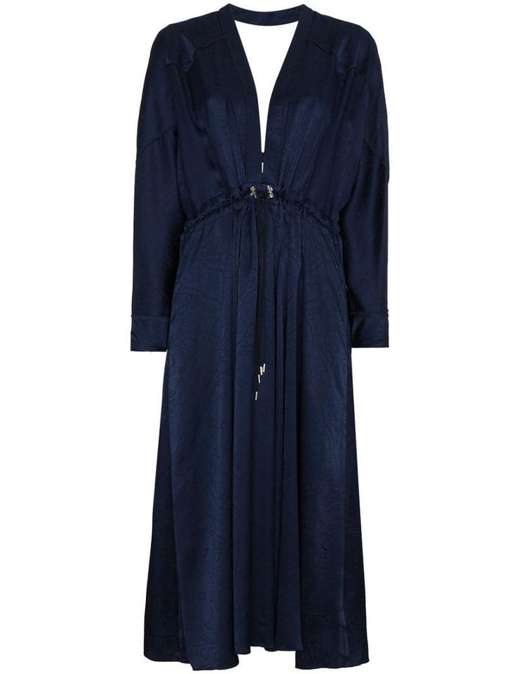 Jonathan Simkhai Santiago Silk Jacquard V Neck Dress - Blue