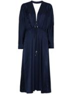 Jonathan Simkhai Santiago Silk Jacquard V Neck Dress - Blue