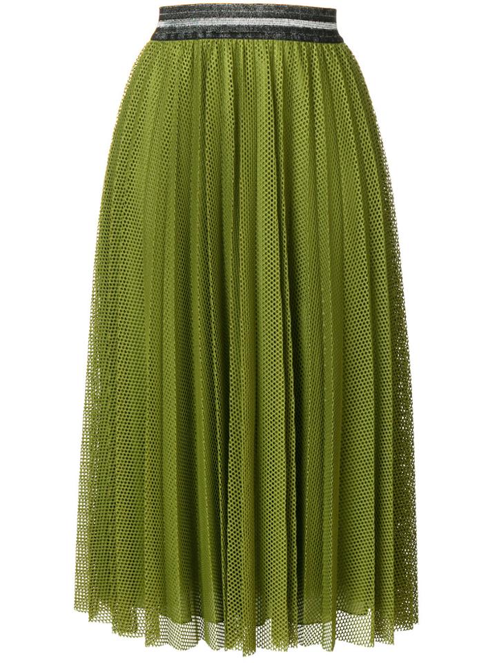 Luisa Cerano Pleated Mesh Skirt - Green