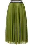 Luisa Cerano Pleated Mesh Skirt - Green