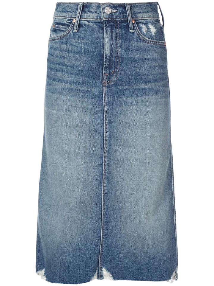 Mother The Swooner Denim Skirt - Blue