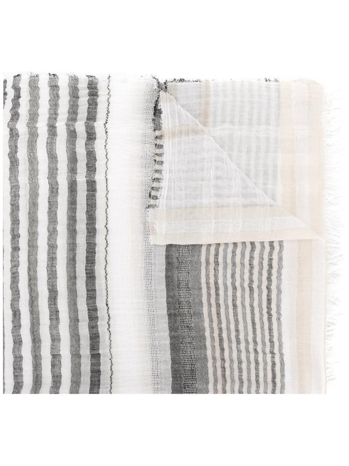 Le Tricot Perugia Striped Scarf - Nude & Neutrals