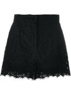 Dolce & Gabbana Floral Lace Shorts, Women's, Size: 38, Black, Cotton/viscose/polyamide/spandex/elastane