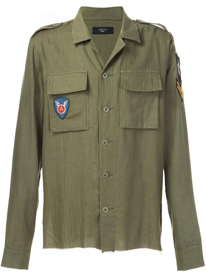 Amiri Military Shirt, Men's, Size: Small, Green, Cotton/cashmere