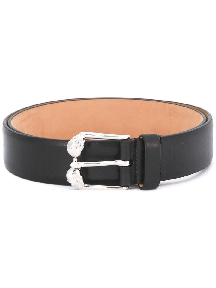 Alexander Mcqueen Skull Buckle Belt, Men's, Size: 100, Black, Calf Leather