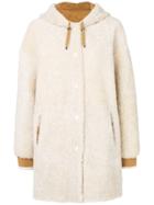 Yves Salomon Hooded Shearling Coat - Nude & Neutrals