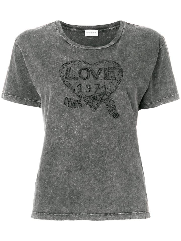 Saint Laurent Love Logo Patch T-shirt - Grey