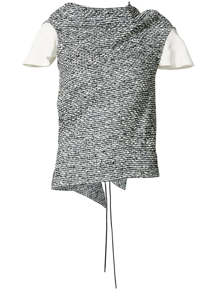 Roland Mouret - Draped Neck Blouse - Women - Cotton/acrylic/polyamide/wool - 14, Grey, Cotton/acrylic/polyamide/wool