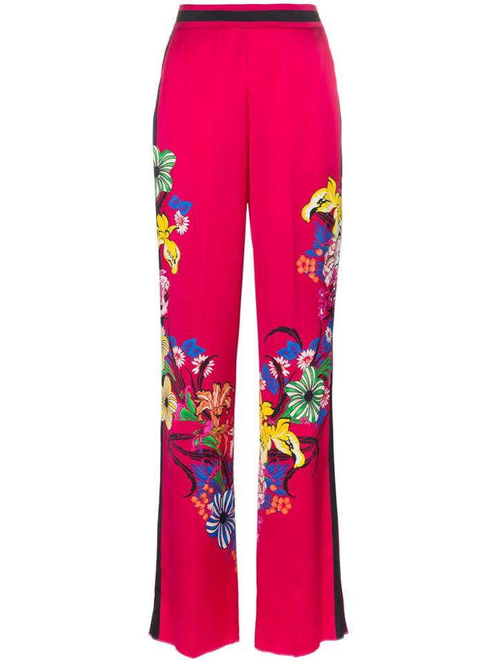 Etro High Waist Floral Print Wide-leg Trousers - Pink