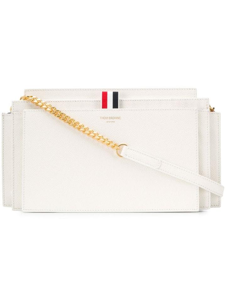 Thom Browne Chain Strap Accordion Clutch - White