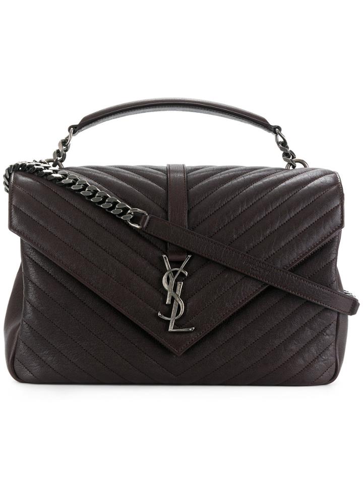 Saint Laurent Medium Collège Monogram Quilted Effect Bag - Pink &