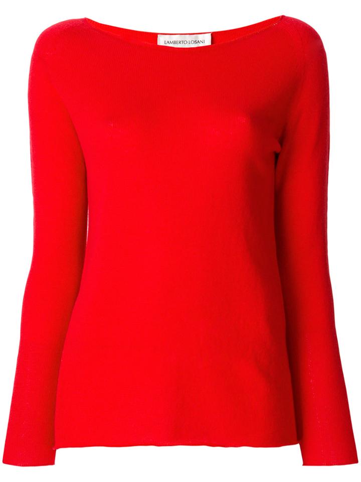 Lamberto Losani Boat Neck Jumper - Red