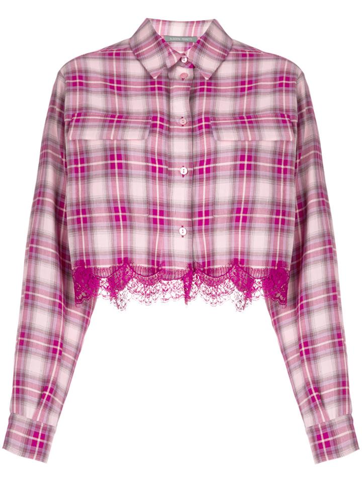 Alberta Ferretti Check Print Shirt - Pink & Purple