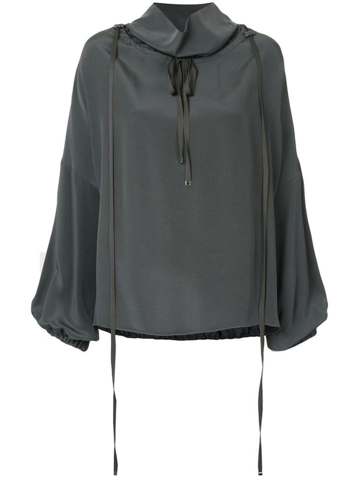 Tibi Drawstring Ruched Top - Grey