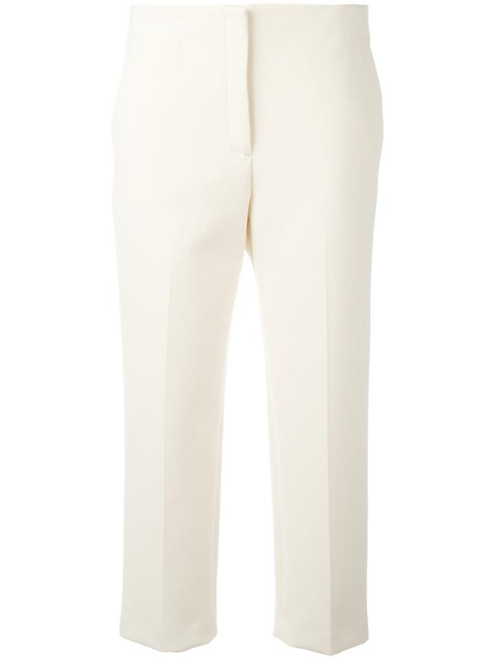 Theory Cropped Cigarette Trousers, Women's, Size: 2, White, Polyester/viscose/spandex/elastane/polyurethane