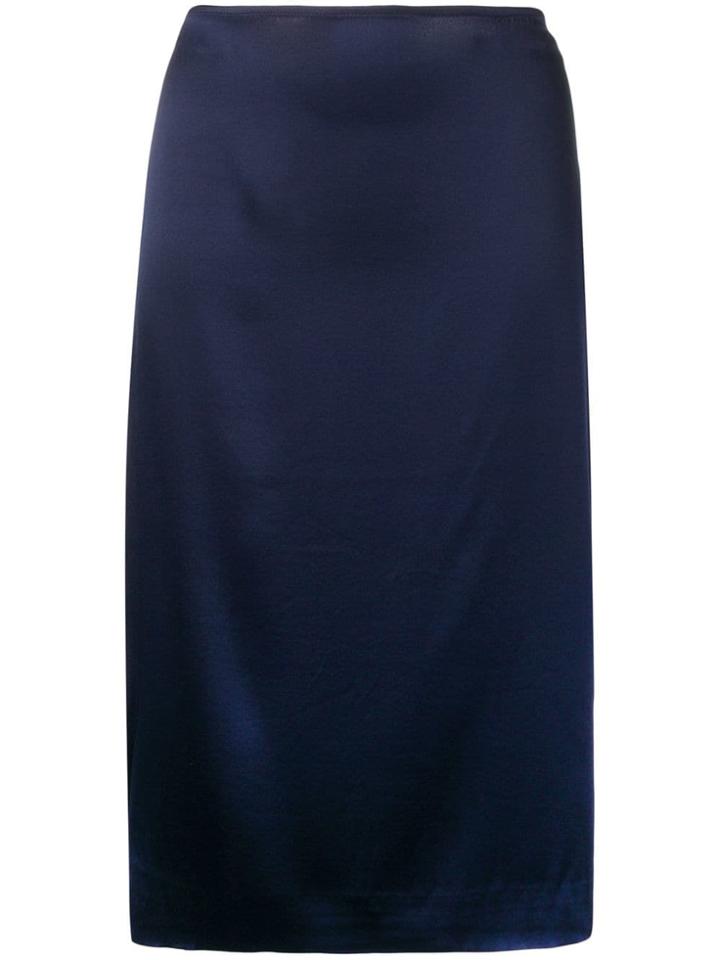 6397 Side-slit Midi Skirt - Blue