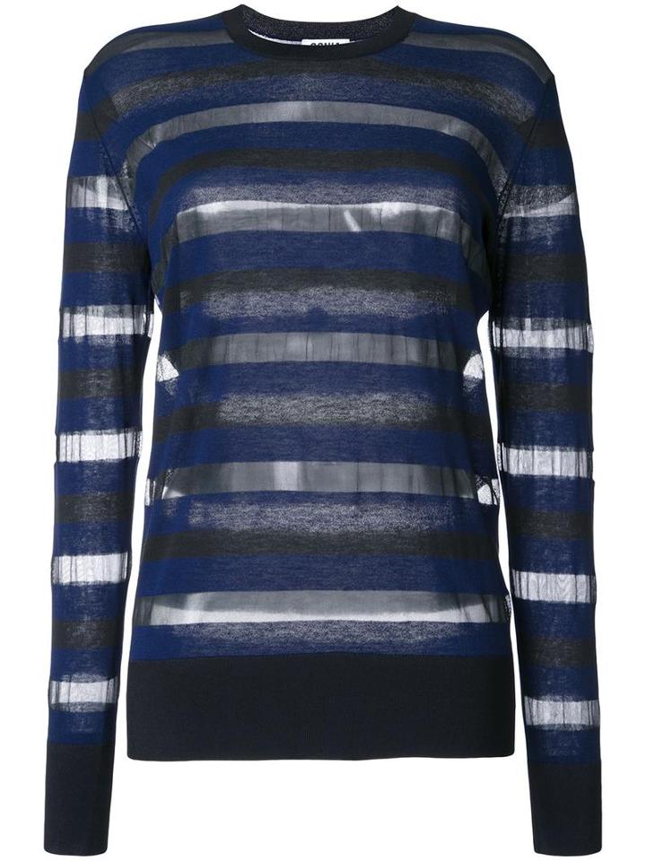 Sonia By Sonia Rykiel Sheer Striped Longsleeved T-shirt, Women's, Size: Medium, Blue, Cotton/polyamide/polyester/viscose