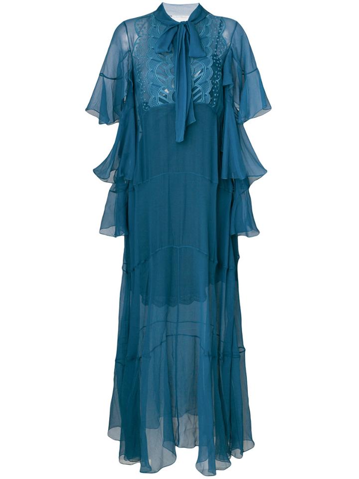 Chloé Pussy Bow Evening Dress - Blue