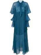 Chloé Pussy Bow Evening Dress - Blue